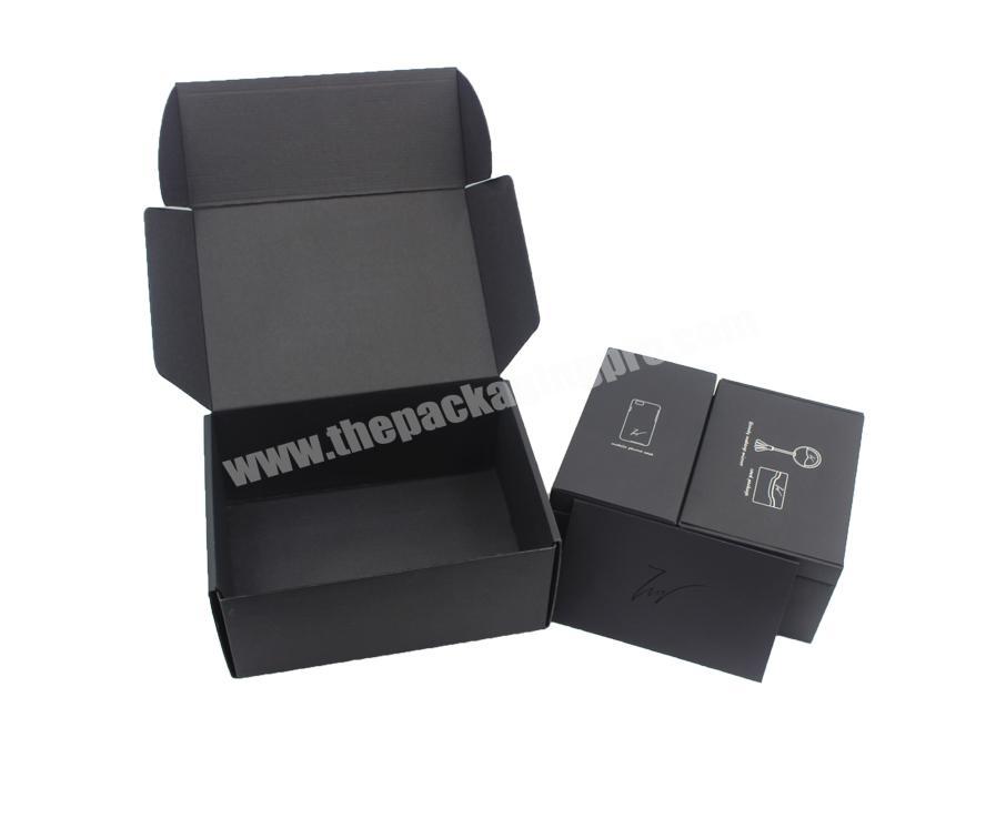High Quality Custom Printing Biodegradable mailer box Black Corrugated Packaging Paper Boxes