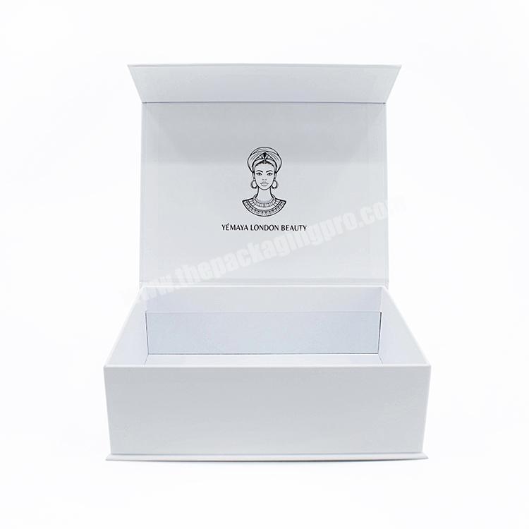 High quality custom printing white flip top magnetic hair extension wig packaging box