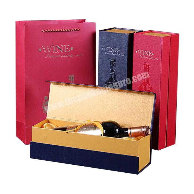 High-quality customized paper packaging box for precious red wine with tote bag packaging box