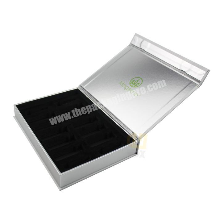 High Quality Customized Rectangle Rigid Silver Paper  Lip Gloss Cosmetic Magnet Closure Gift Box Packaging Manufactory