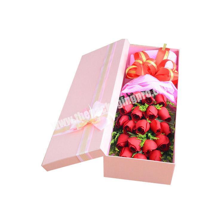 High quality customized unique paper long stem rose packaging hat gift box flower box