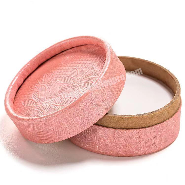 High Quality Face Powder Box Embossing Cylinder Paper Box Pink Cosmetic Packaging Paper Box