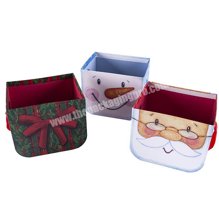 High Quality Fashionable Paper Gift Box No Lid Father Christmas Paper Box Baskets Creative Paper Christmas Gift Box With Handles