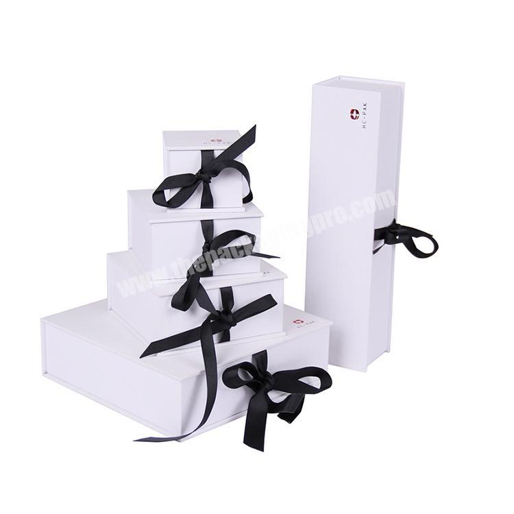 High quality flip top white paper jewelry gift box with ribbon