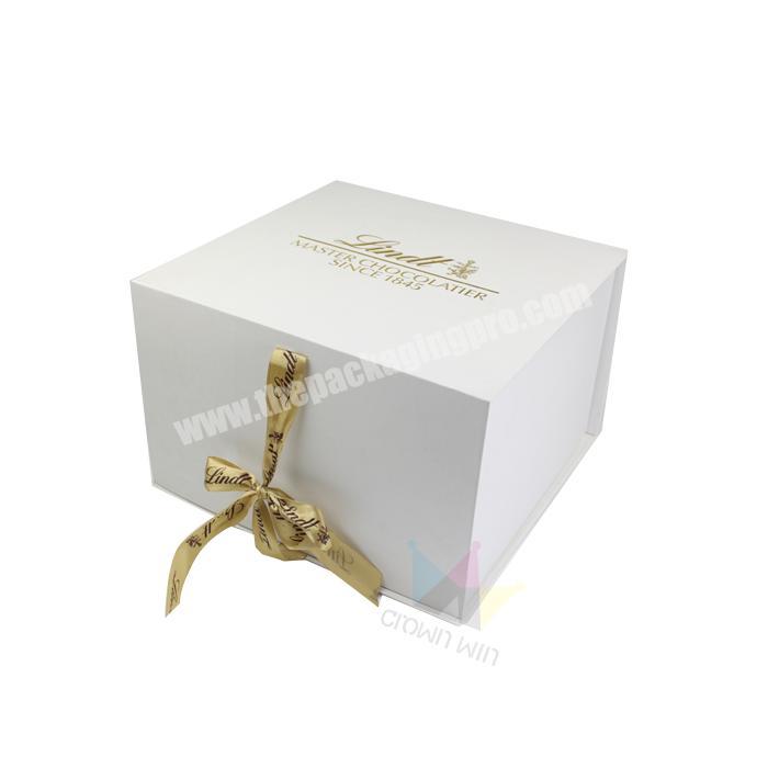High Quality Folding Cardboard Gift Boxes With Gold Ribbon