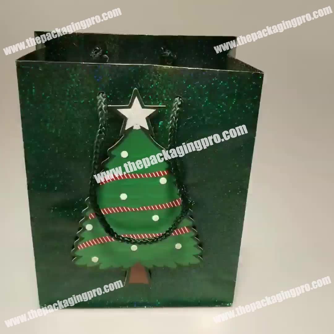 High Quality Free Samples Wholesale Attractive Shopping Custom Logo Paper Christmas Gift Bags