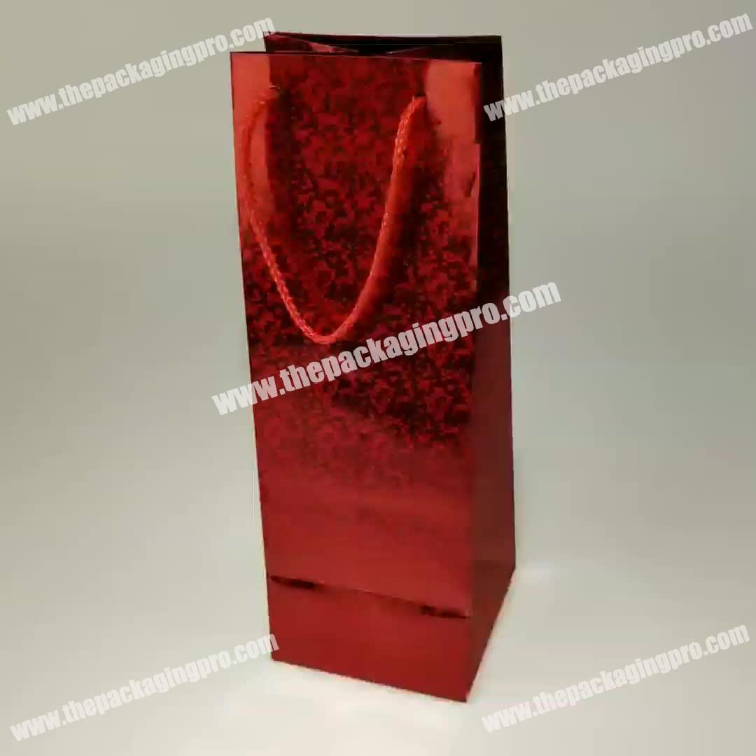 High Quality Free Samples Wholesale Attractive Shopping Custom Logo Red Colorful Wine Packaging Bags