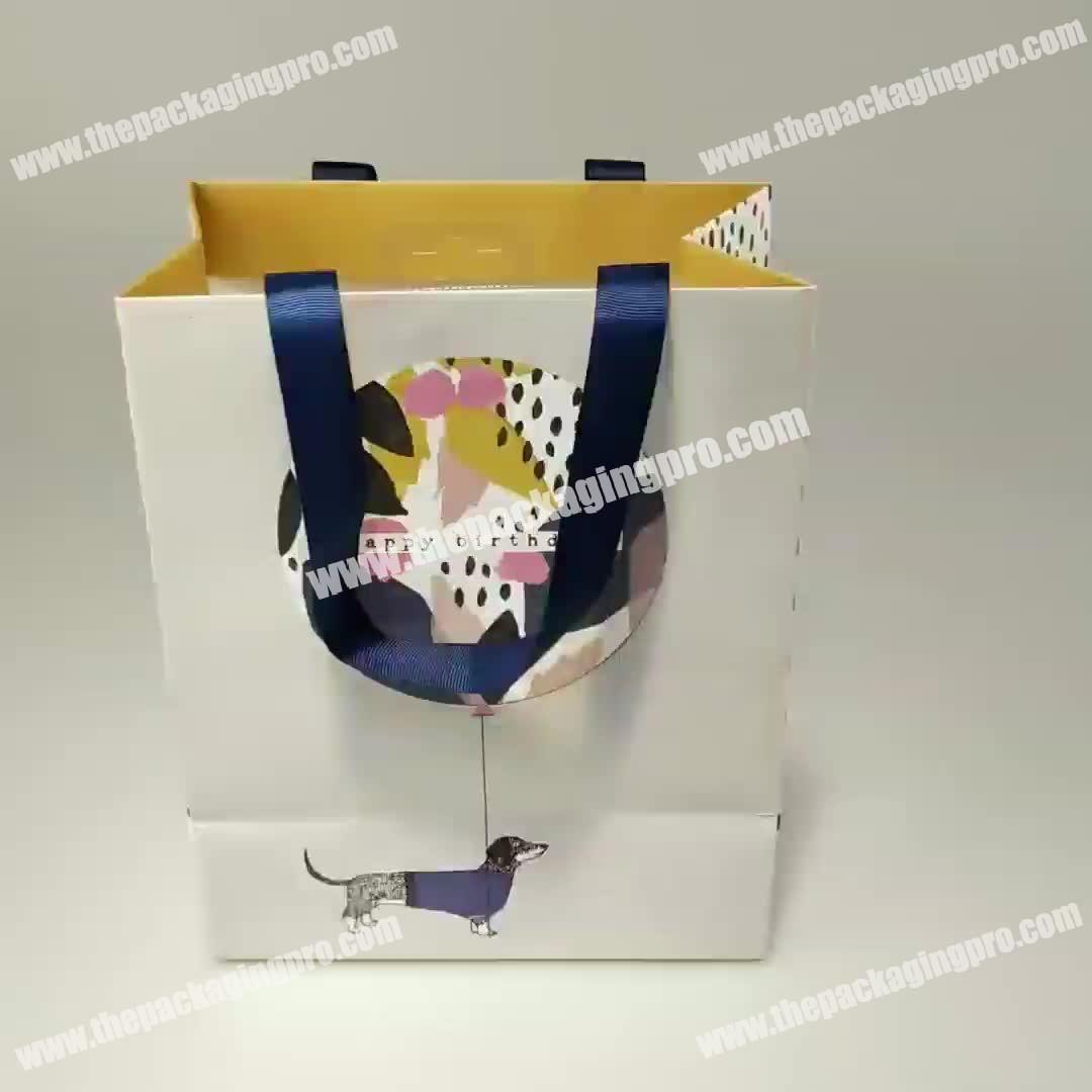 High Quality Free Samples Wholesale Luxury Shopping Custom Logo Paper Gift Bag with Ribbon