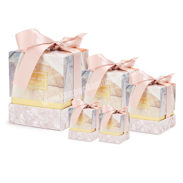 High Quality gift box with ribbon closure   square paper box with ribbon