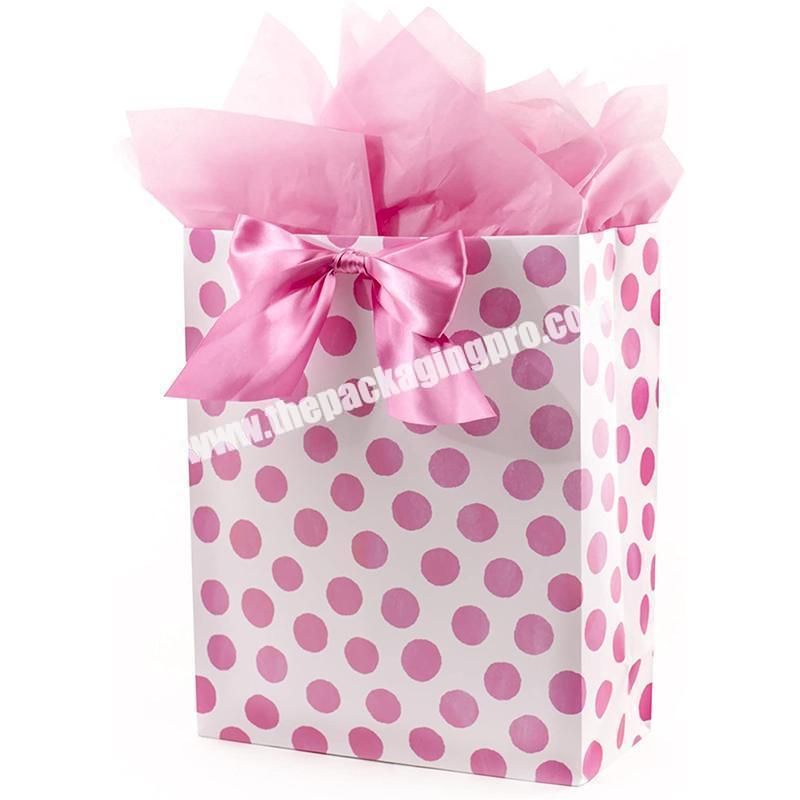 High Quality Gift Packaging Custom Logo Pink Paper Bag