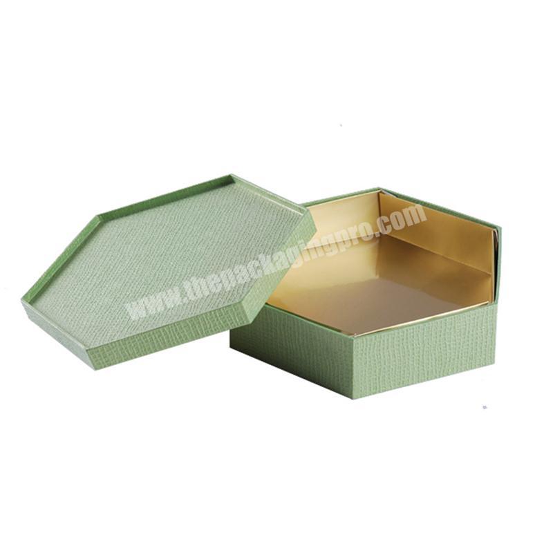 High Quality Hexagon Paper Rigid Box New Design Gift Paper Box Texture Cardboard Large Size Custom Printed Box For Food Packing