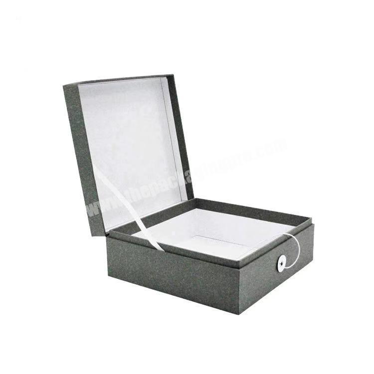High Quality Keepsake Storage Box Square Shape Handmade Flip Lid Gift Packing Box Luxury Gray Big Gift Box For Gift