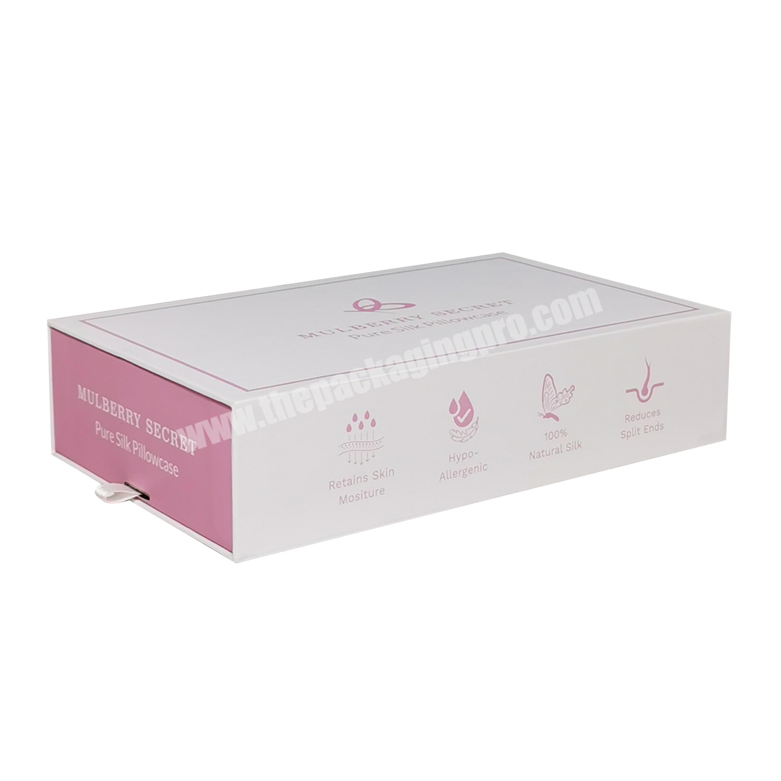 High quality low price custom square slide drawer boxes packaging for pillowcase  with insert