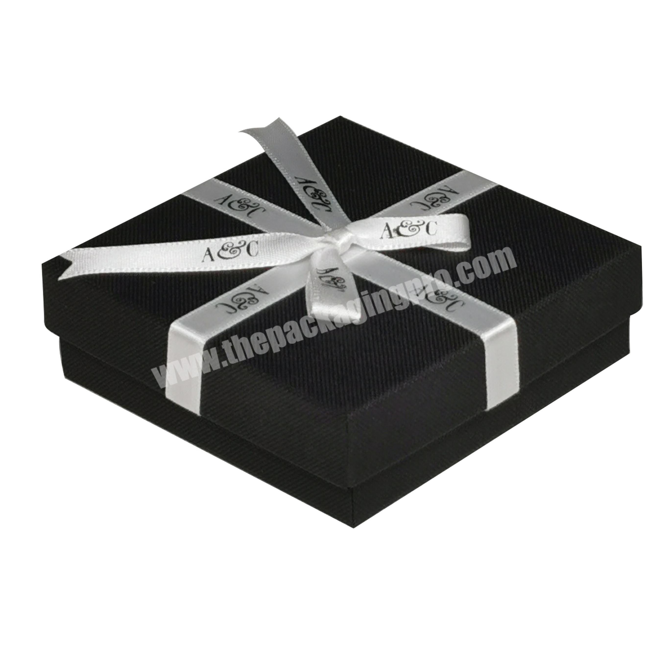 High Quality Low Price Luxury Custom Black Lid Gift Box and Base Packaging Box with Riband