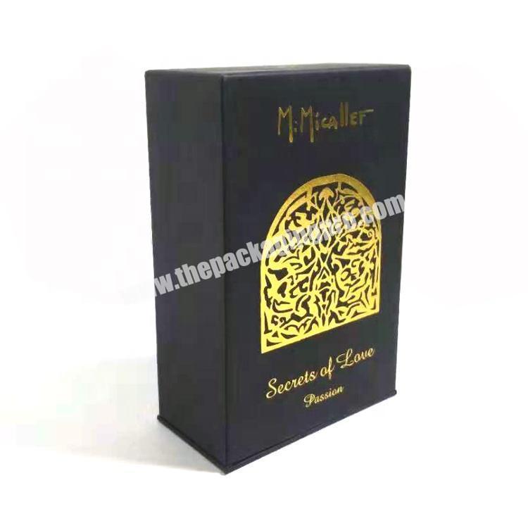 High Quality Luxury Black Cardboard Paper Packaging Perfume Gift Pack Box