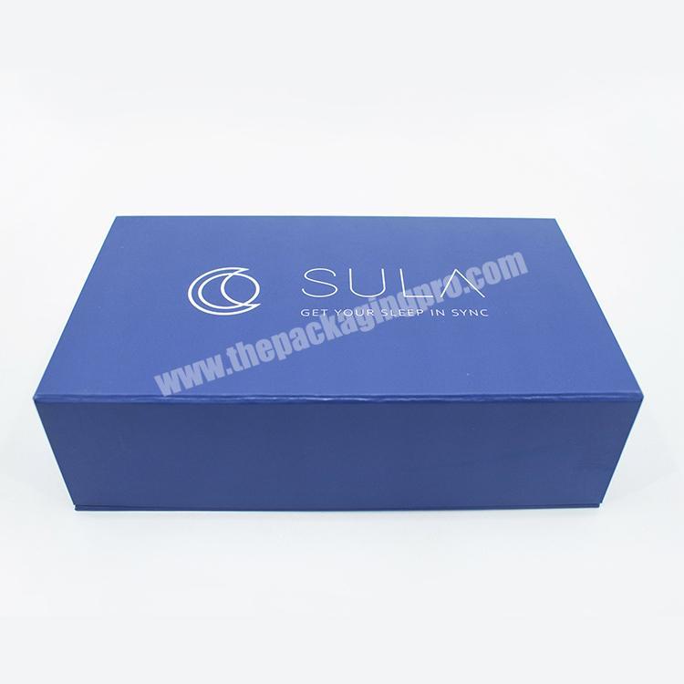 High quality luxury  book shape cardboard packaging blue closure magnetic gift box packaging