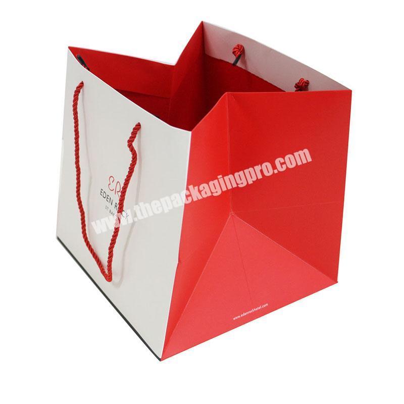 High quality luxury custom design shopping paper bags with cotton rope handles