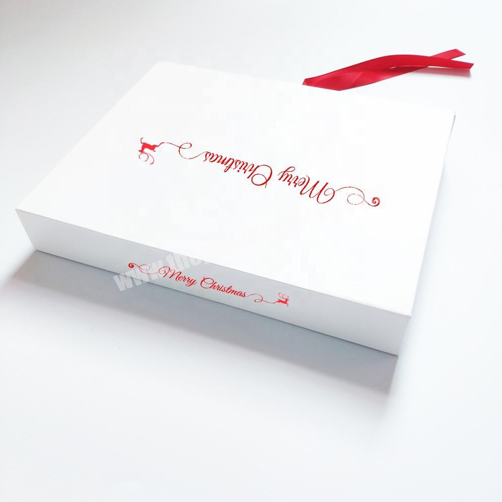 High Quality Luxury Custom Empty Foldable Large Christmas Eve Gift Box With Ribbon