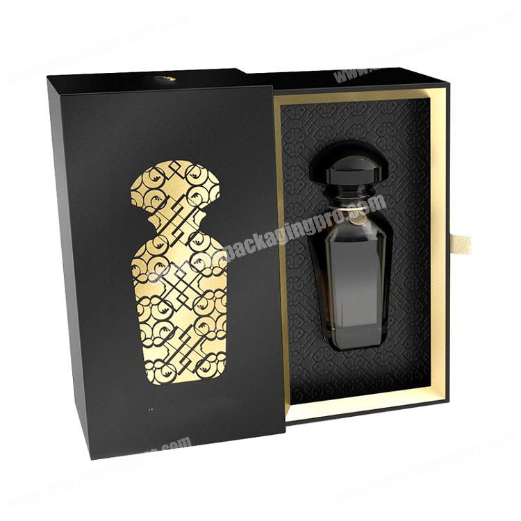 High Quality Luxury  Gold Foil Stamping EVA Foam Protective Drawer Packaging Perfume Bottle  Gift Box