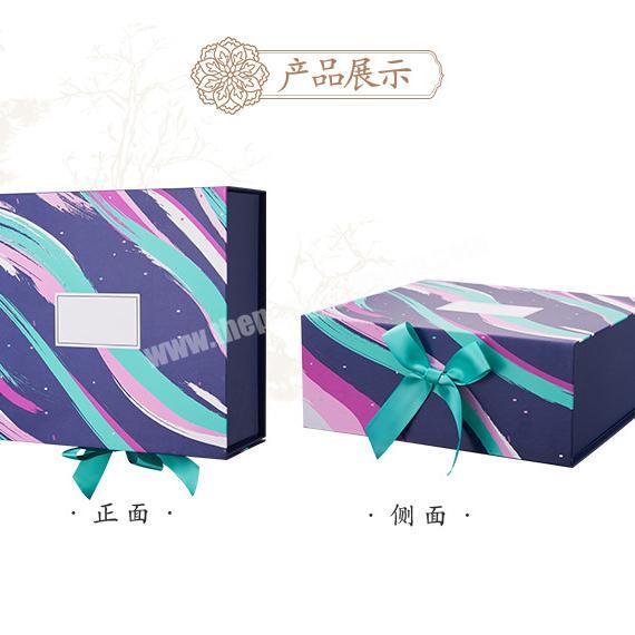 High Quality Luxury Mixed Color Matt Lamination Book Shape Paper Rigid Box with Silk Ribbon for Cosmetics and Clothes