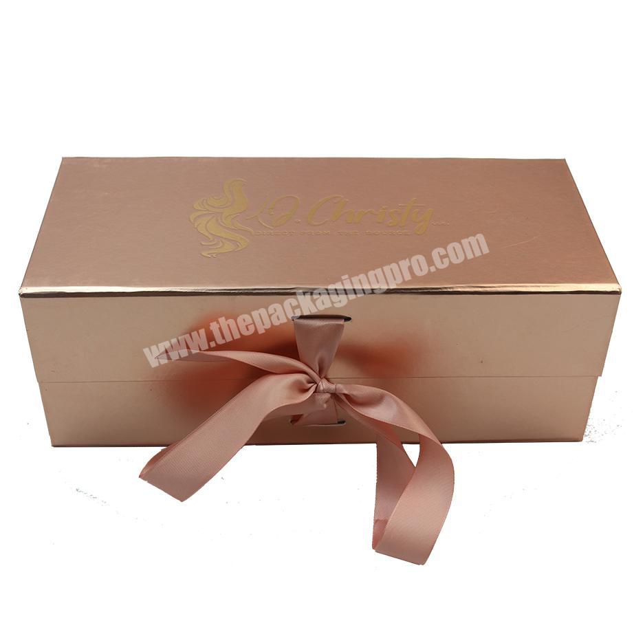 High quality Luxury  Paper  Box Rigid Foldable magnetic Gift Box with ribbon