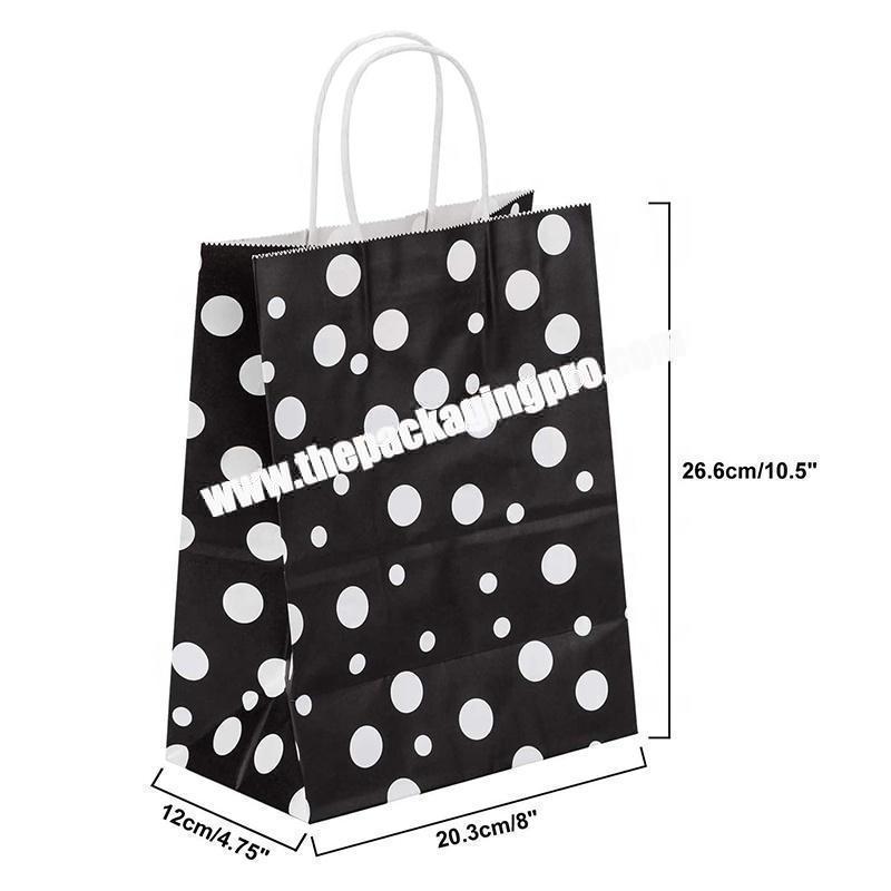 High quality machine made recycled gift white and black kraft paper shopping bag