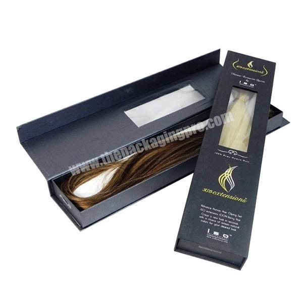 HIGH QUALITY MAGNETIC PAPER BOX FOR HAIR EXTENSION PACKAGING WITH PVC WINDOW