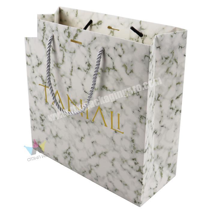 High Quality Marble Gift Bag With Rope Handle And Gold Foil Bags