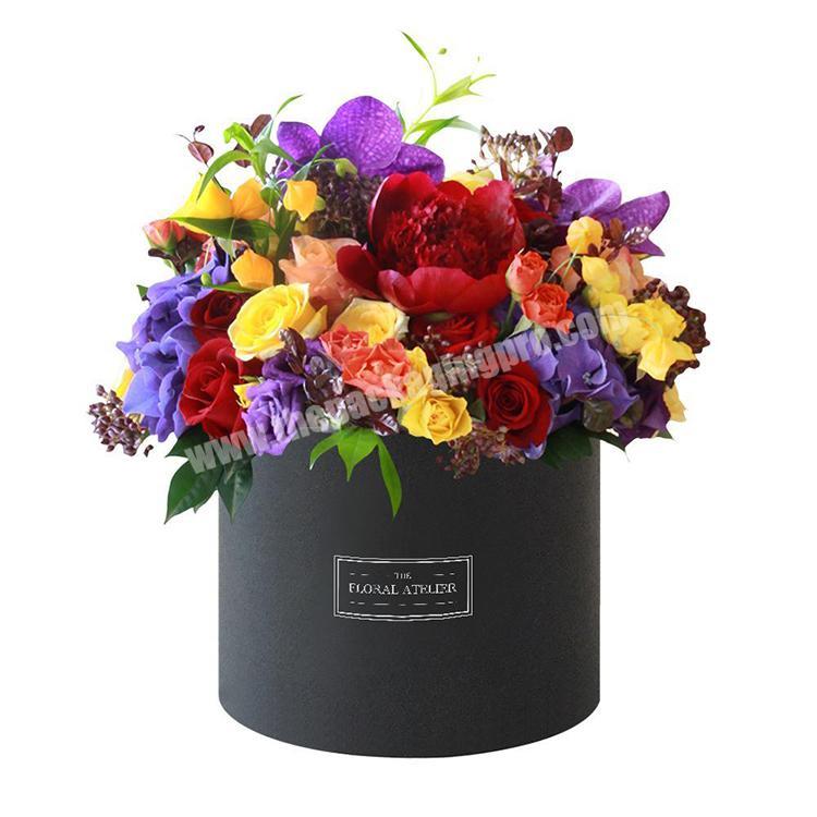 High quality packaging black round flower gift box