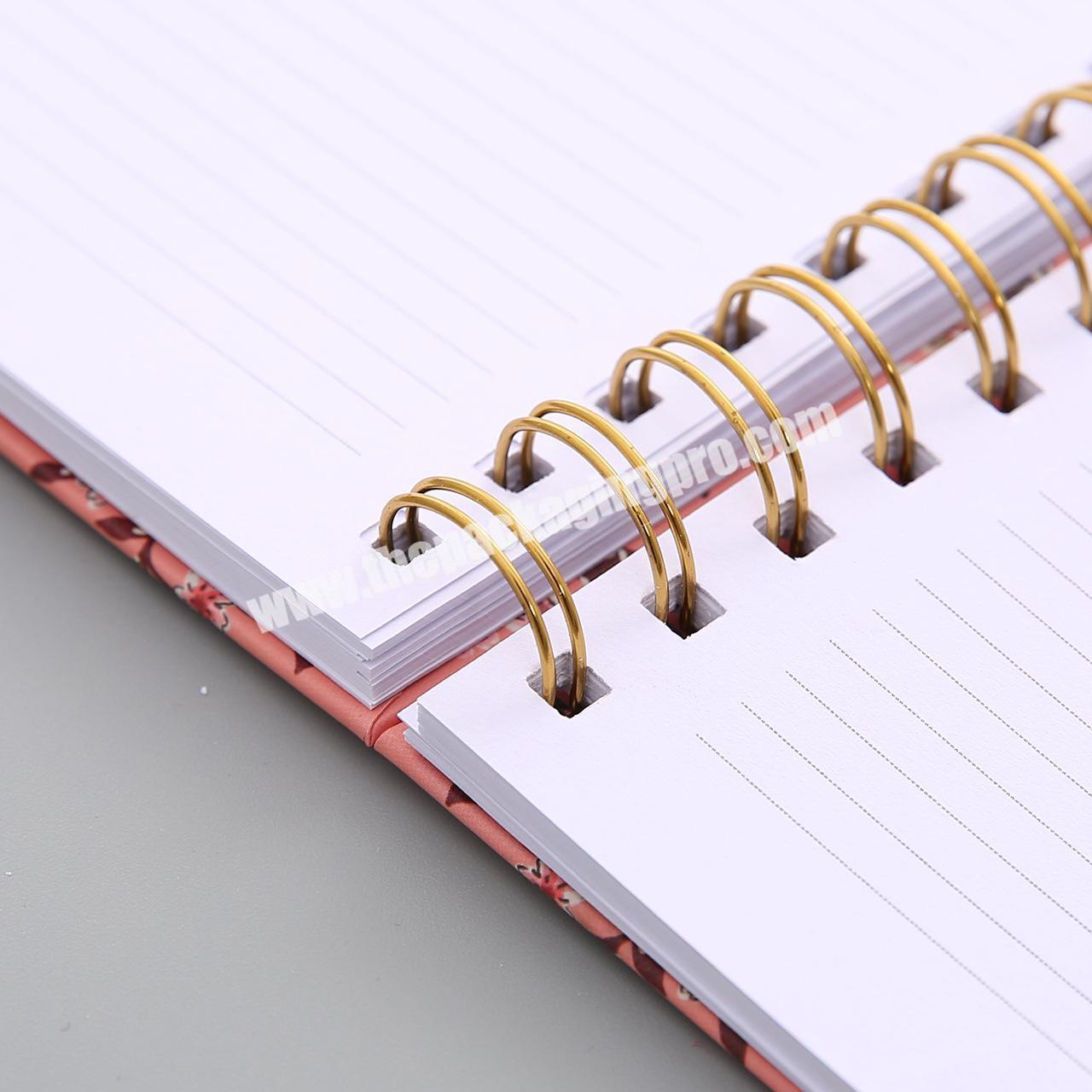 High Quality Paper Bound Cardboard Thick Notebook Notes With Spiral Gold Silver Ring Binding PVC PP Cover Ruled Notepad Printing