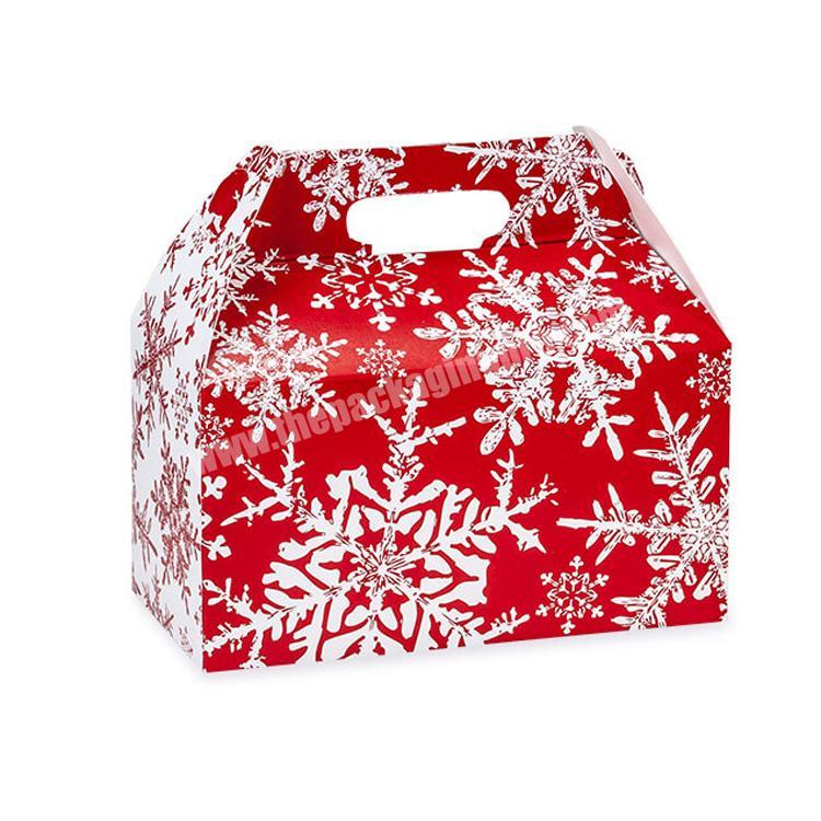 High quality paper folding christmas gable gift boxes with handle