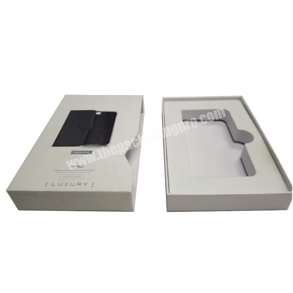 High quality paper phone case cover retail packaging box by sliding open drawer shape