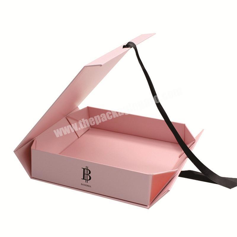 High Quality Pink Baby Girl Born Gift Magnetic Ribbon Book Shape Boxes Perfume Bottle Empty Packing Box With Logo