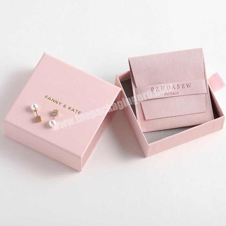 High Quality Pink Jewelry Box Kraft Paper Favour Bulk Gift Display Boxes Bag Necklace Bracelet Box
