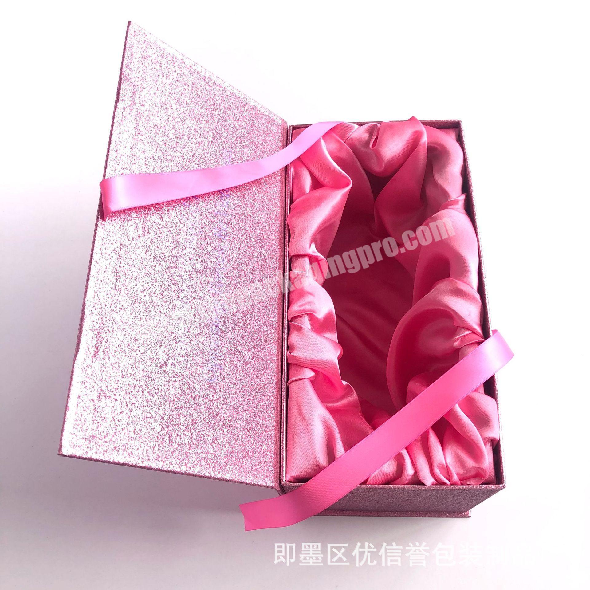 High Quality Pink Satin Lined Small Gift Gift Packaging Scarf Boxes Custom for Clothes With Silver Foil Logo
