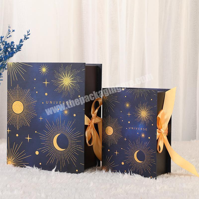 High Quality Printing Handling Glossy Lamination UV Coating Vintage Gift Box Set Black Flat Paper Cardboard Box