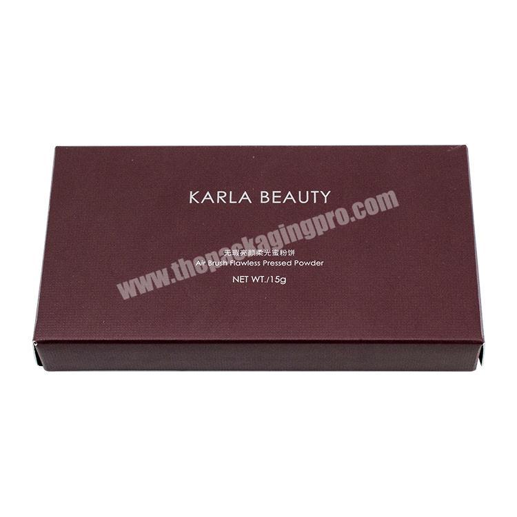 High quality recyclable brown customized folding tuck end beauty cosmetic packaging box for powder puff