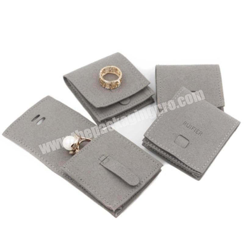 High Quality Recyclable Canvas Grey Velvet Jewelry Bag, Jewelry Packaging Bag