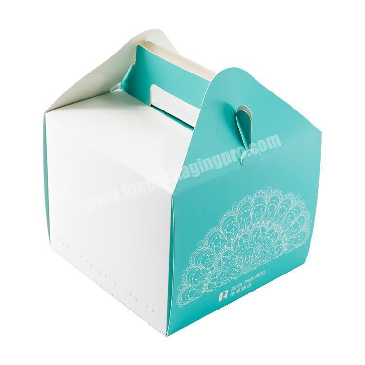 High quality recyclable folding paper small cake packaging box with handle