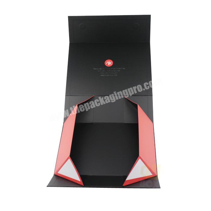 High quality recyclable rigid luxury custom logo Black Folding Matte  paper gift packaging box Magnet Luxury Gift Packaging Box