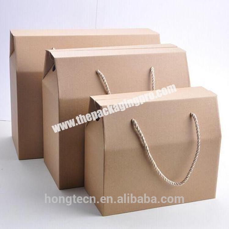 High quality Recycle brown corrugated cardboard shipping carton boxes with logo printing handle