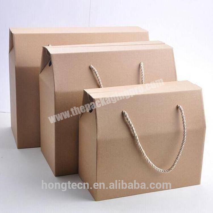 High quality Recycle brown corrugated cardboard shipping carton boxes with logo printing handle