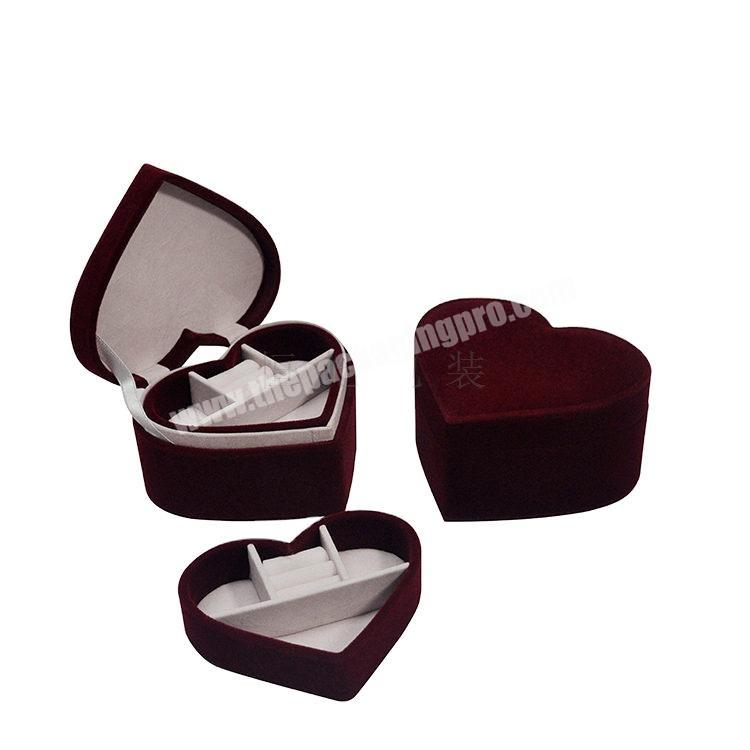 high quality red heart  jewelry storage case  wooden jewelry box for wedding;engagement jewelry box