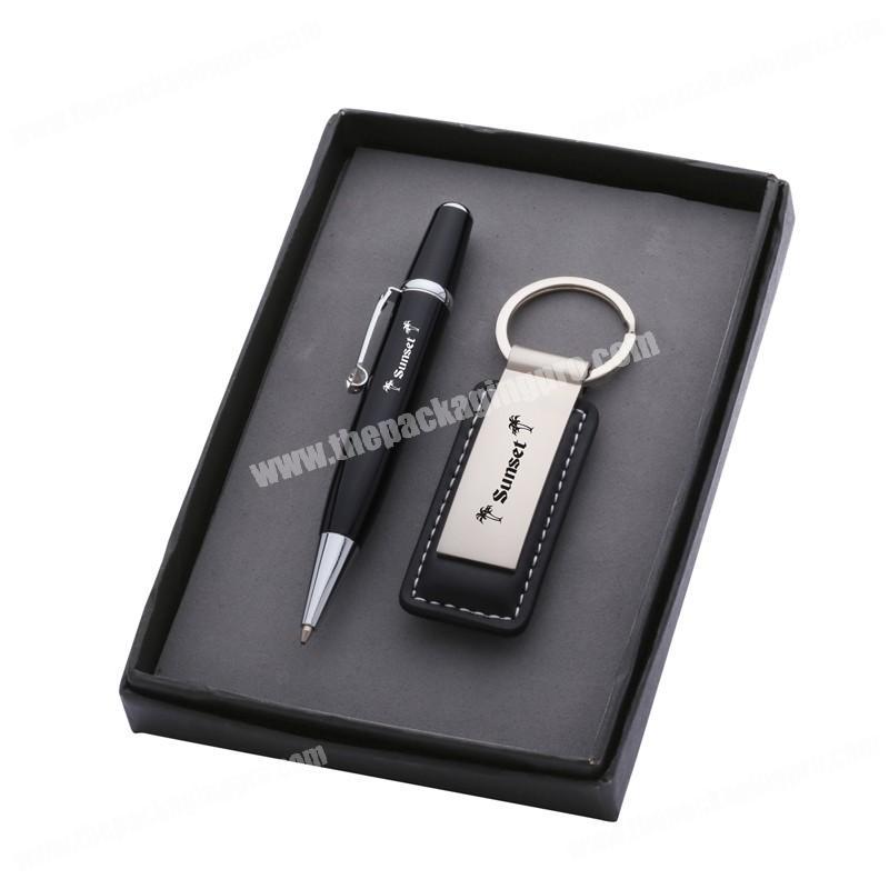 High quality rigid cardboard luxury custom pen keychain packaging gift box
