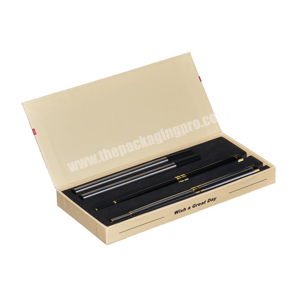 High quality rigid Flip top magnetic gift pen set packing boxes with foam insert,  Book shaped pen gift boxes