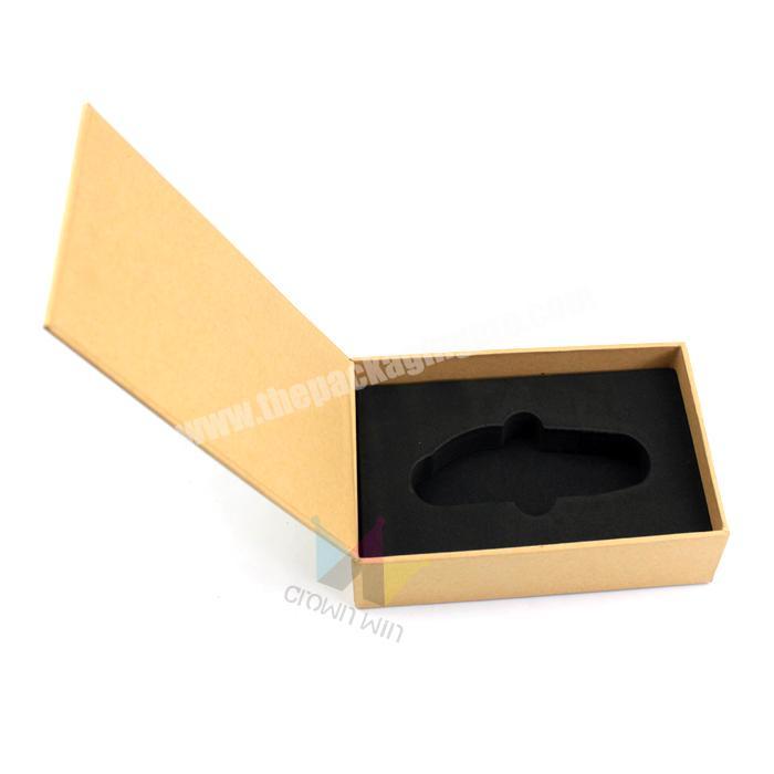 High Quality Rigid Magnetic Closure Cardboard Brown Kraft Key Chain Gift Paper Packaging Box Insert EVA Custom Logo