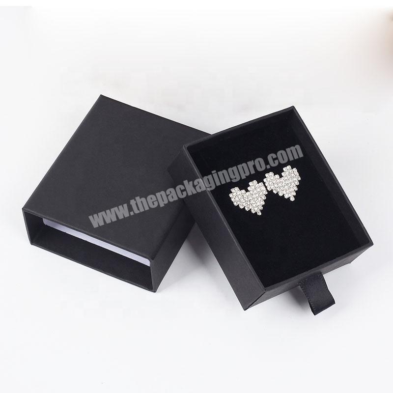 High Quality Small Paper Cardboard Drawer Jewelry Gift Packaging Velvet Insert  Boxes Custom Logo