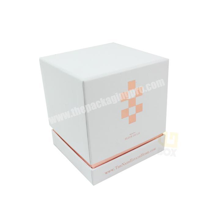 High Quality Square Rigid Rose Gold Logo Scented Candle Jar Gift Box