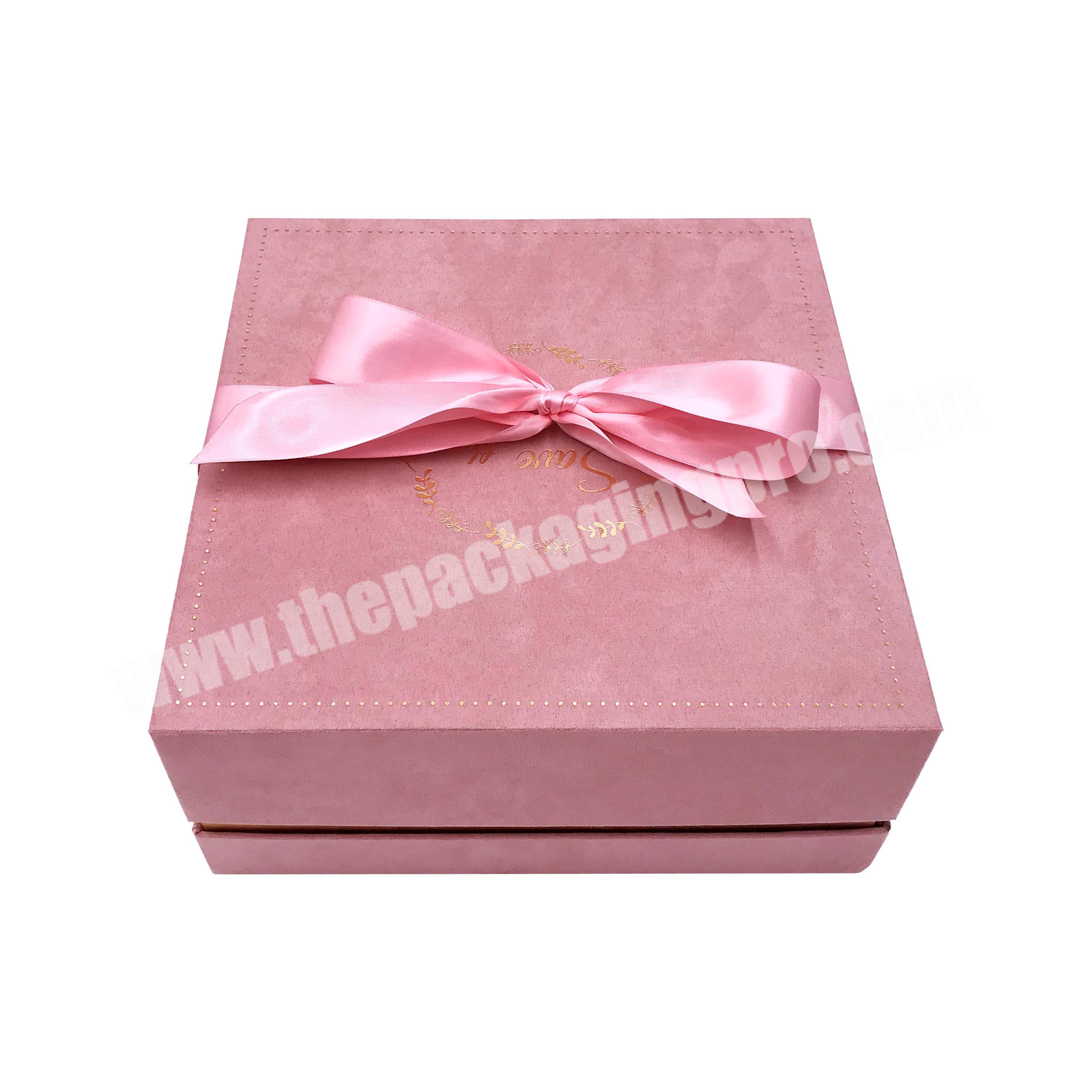 High quality velvet surface box with ribbon jewelry for apparel packaging