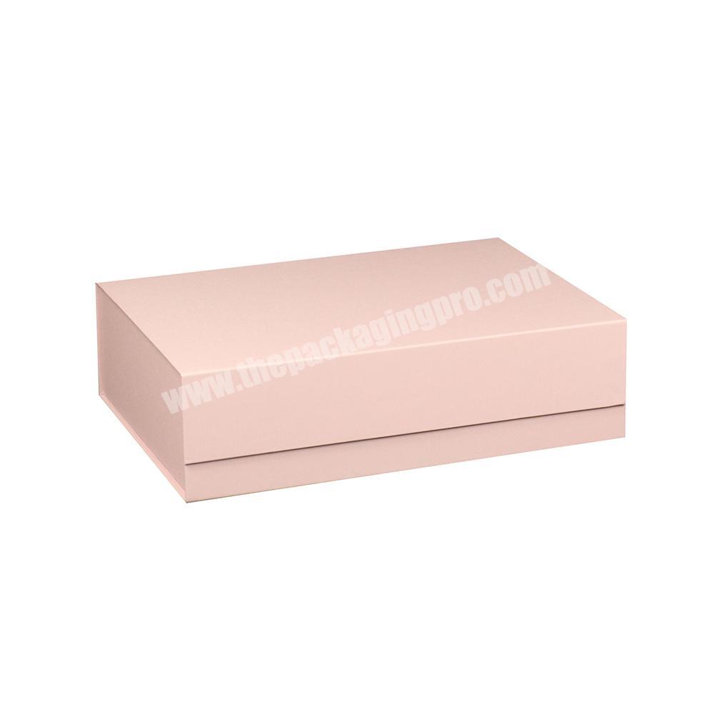 High Quality Wedding Pink Clothing Garment Shoes Foldable Book Shape Cardboard Rigid Magnetic Closure Large Gift Box